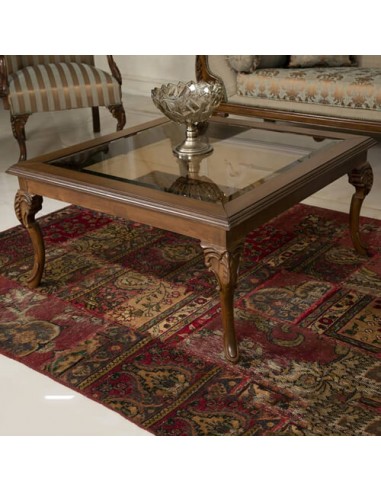 cabriole coffee table with glass surface