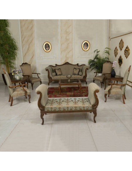 wooden sofa set in grey brocade cotton wooden sofa set in grey brocade cotton