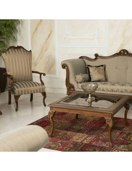 wooden sofa set in cotton with coffee table