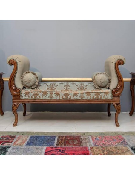wooden chaise longue in brocade cotton wooden chaise longue in brocade cotton