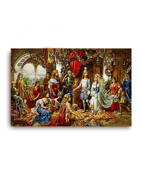 Sulayman and the Queen of Saba AG-180 silk tableau rug Full View