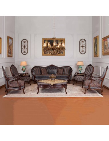 Wooden Curved Sofa Set