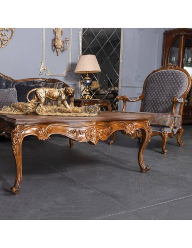 Wooden Curved armchair and coffee table