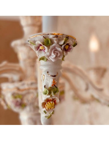 floral six flame porcelain chandelier details