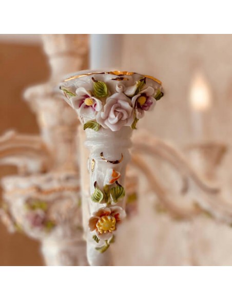 floral six flame porcelain chandelier details floral six flame porcelain chandelier details