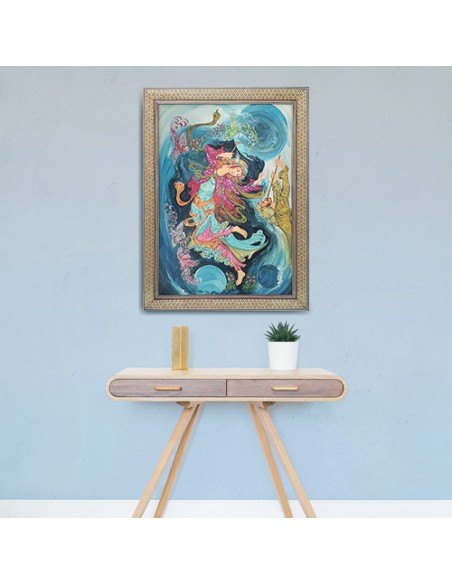 "Holy Dance AG-183" miniature painting with khatam frame Wall Art