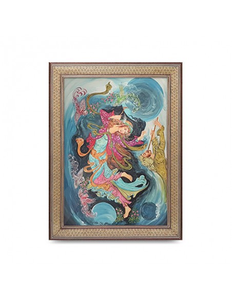 "Holy Dance AG-183" miniature painting with khatam frame Full VIew