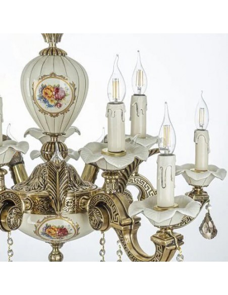 ceramic glass and brass chandelier - details