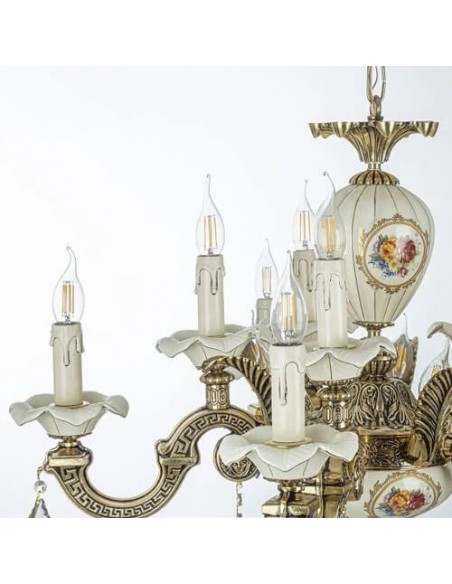 ceramic and brass chandelier - details