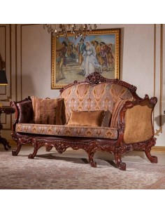 brown leatherette and velvet sofa