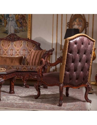 brown leatherette armchair