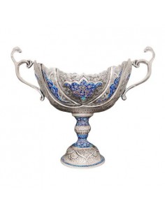 Persian Handicraft copper & Silver Enamel and Engrave Candy Bowl