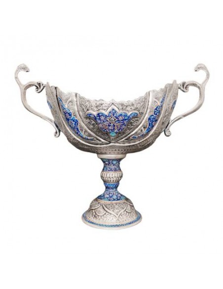 Persian Handicraft copper & Silver Enamel and Engrave Candy Bowl