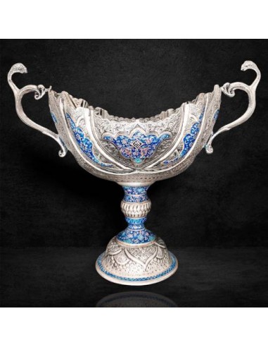 Persian Handicraft copper & Silver Enamel and Engrave Candy Bowl