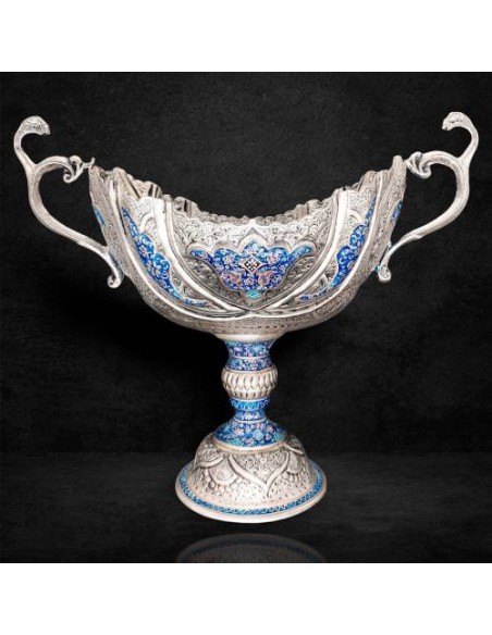 Persian Handicraft copper & Silver Enamel and Engrave Candy Bowl