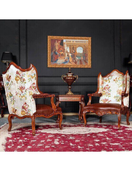 floral faux leather armchair - backrest