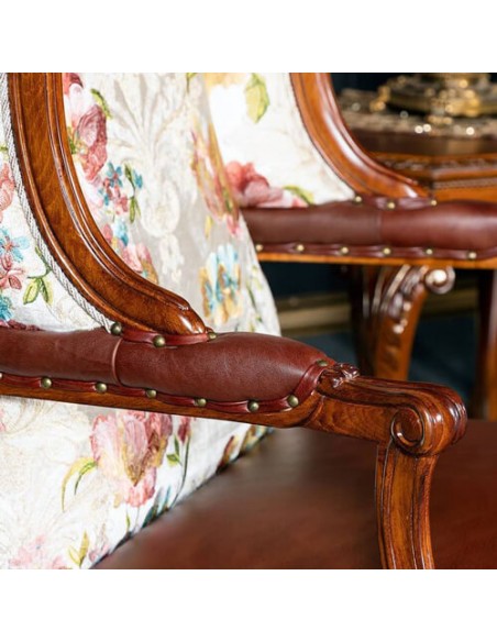 floral faux leather armchair - details