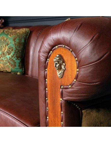 leatherette chesterfield sofa - details