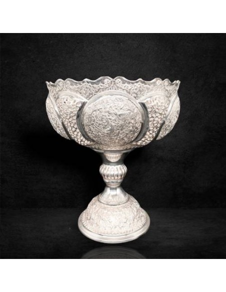 Copper Candy Bowl Covered With 84-Carat Silver | Persian Handicraft