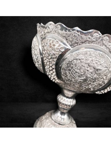 Copper Candy Bowl Covered With 84-Carat Silver | Persian Handicraft