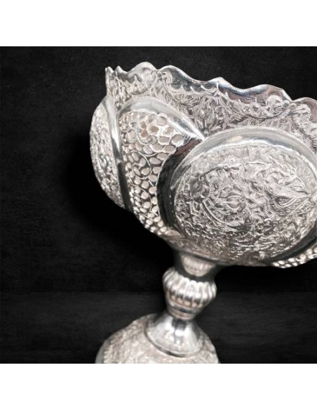 Copper Candy Bowl Covered With 84-Carat Silver | Persian Handicraft