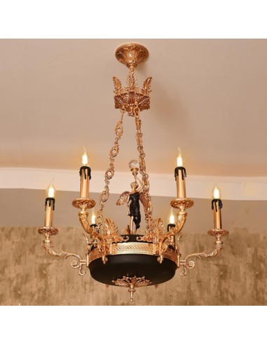 Golden Chandelier with Angle Sculpture