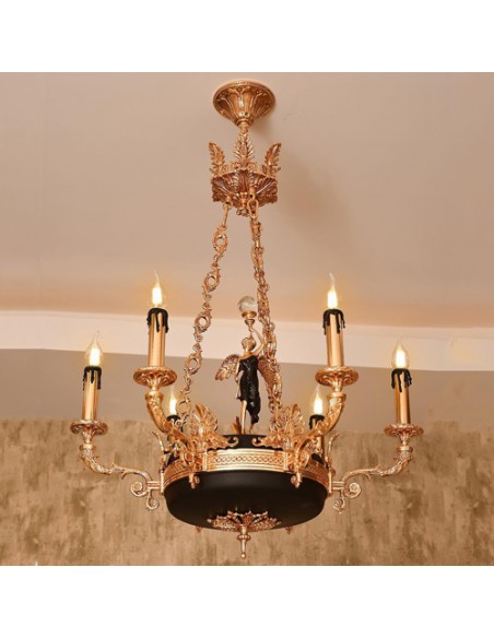 Golden Chandelier with Angle Sculpture Golden Chandelier with Angle Sculpture