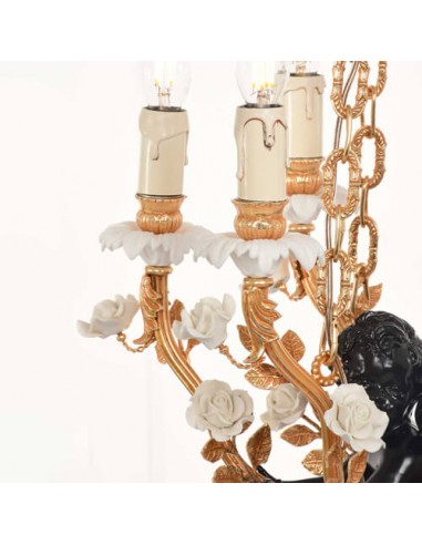 Modern Chandelier with Angle and Flowers - details