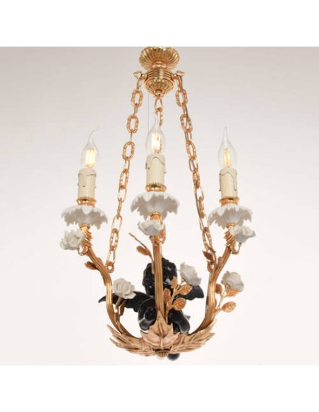 Modern Chandelier with Angle and Flowers - frontal