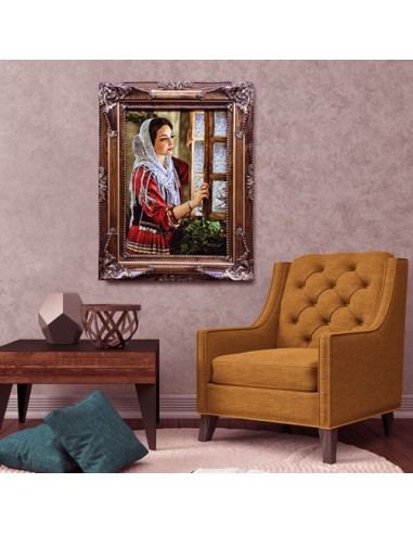Pictorial Carpet of A Woman Behind the Window AG-191 Wall Art