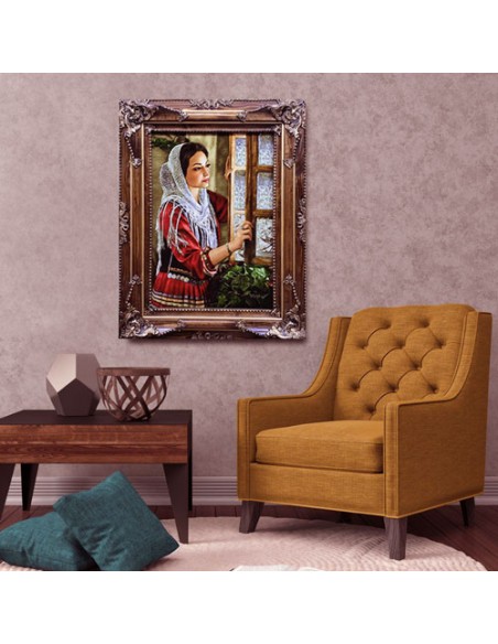 Pictorial Carpet of A Woman Behind the Window AG-191 Wall Art Pictorial Carpet of A Woman Behind the Window AG-191 Wall Art