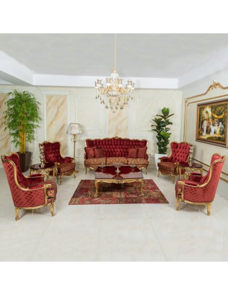 Crimson High Back Sofa Set