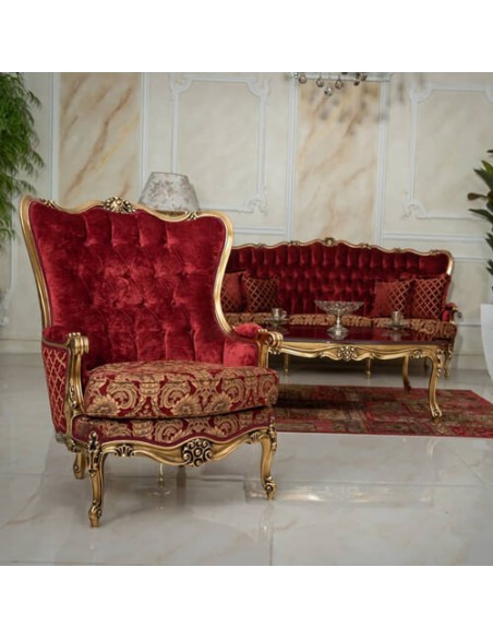 Crimson High Back Armchair