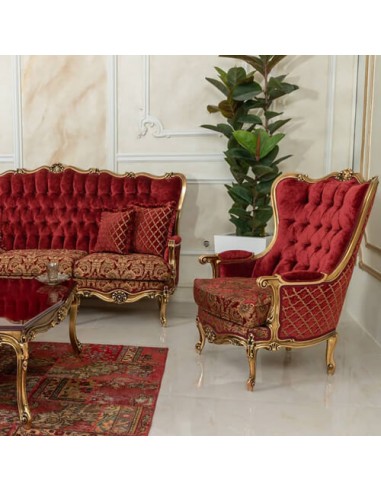 Crimson High Back Sofa and armchair