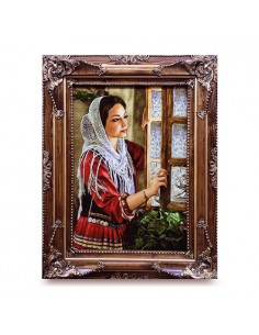 Pictorial Carpet of A Woman Behind the Window AG-191 Full View