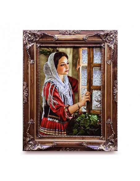 Pictorial Carpet of A Woman Behind the Window AG-191 Full View Pictorial Carpet of A Woman Behind the Window AG-191 Full View