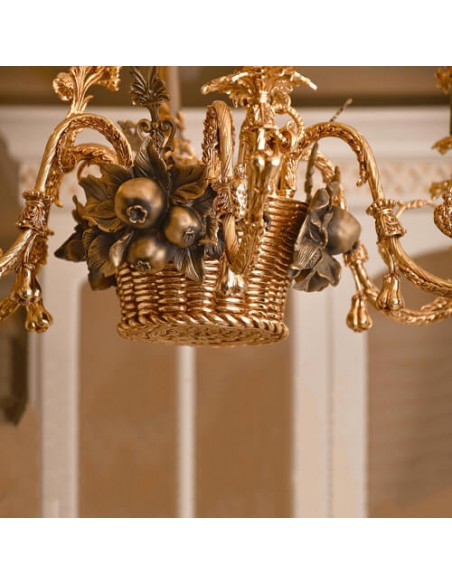 Elegant Golden Brass Chandelier - details