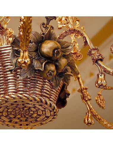 Elegant Golden Brass Chandelier - basket details