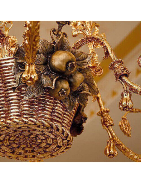 Elegant Golden Brass Chandelier - basket details