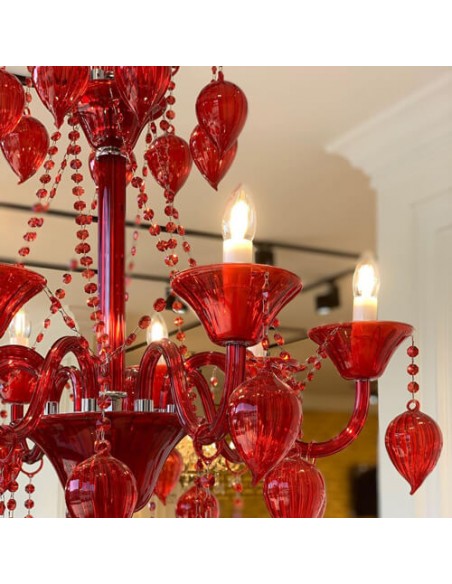 red crystal chandelier - details