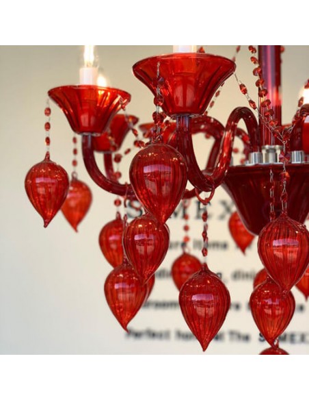 crystal red chandelier - details