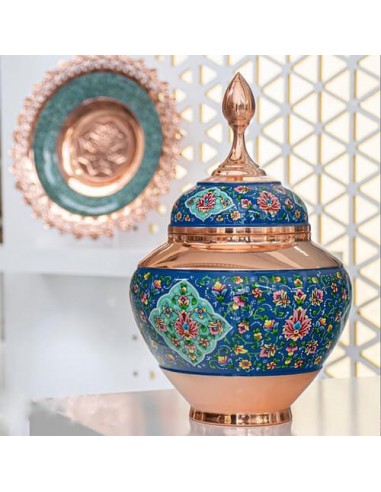 Copper Painting Nut Bowl With Lid HC-1281