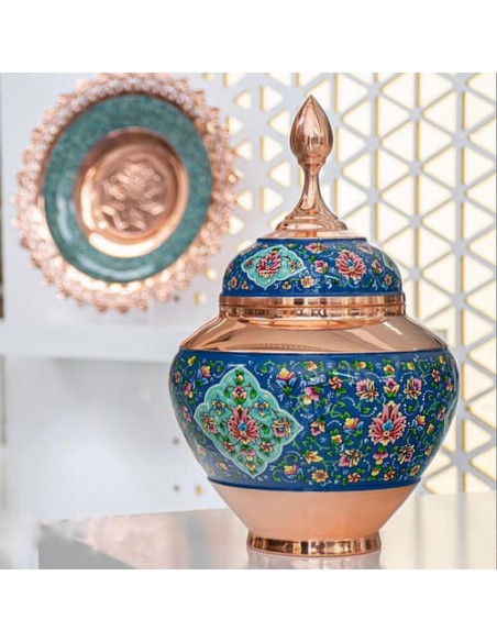 Copper Painting Nut Bowl With Lid HC-1281