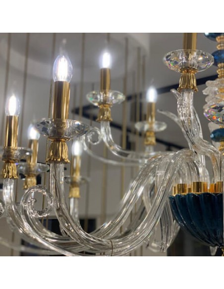 luxury Persian blue chandelier - details of flames