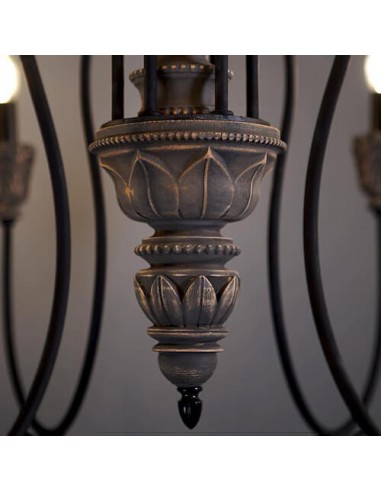 grey wood chandelier - details