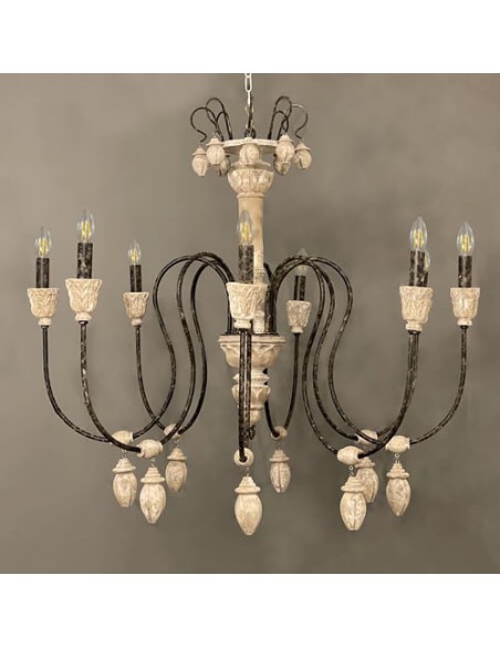 cream wood chandelier