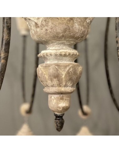 cream wood chandelier - details