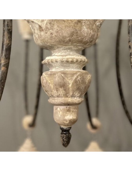 cream wood chandelier - details