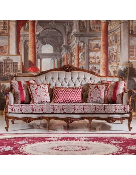 Wooden three seater Sofa - Low-seated style