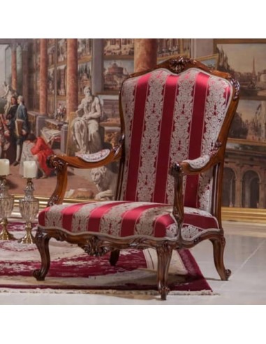 wood frame low-seated armchair